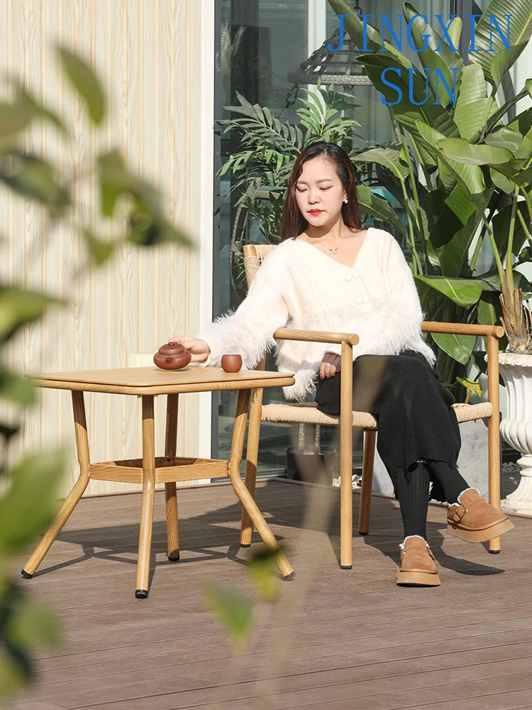 Outdoor  courtyard garden balcony drinking tea reading leisure rattan chair three-piece set small coffee table