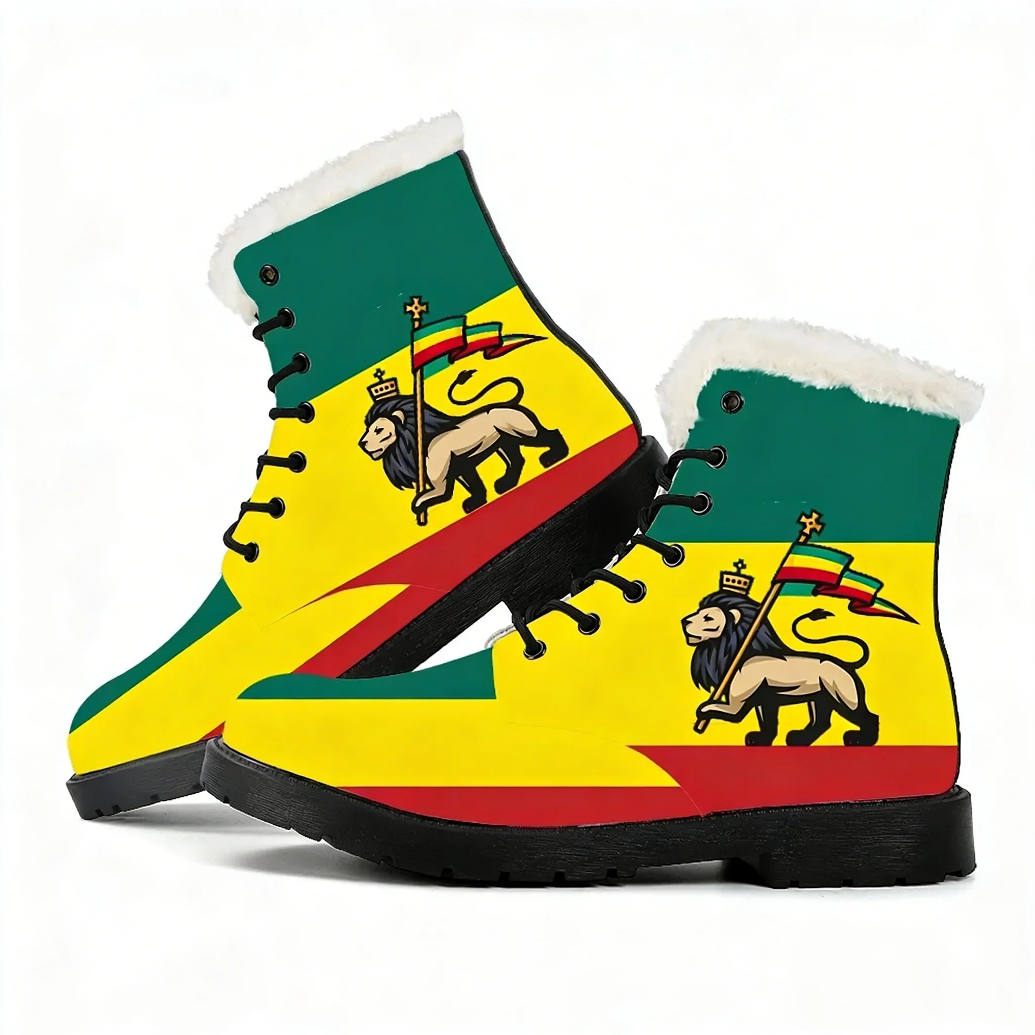 

Reggae Rastafarian Rasta Rastafari Lion Of Judah Plush Boots Men Women Teenager Shoes Casual Boot Light High Quality Couple Shoe