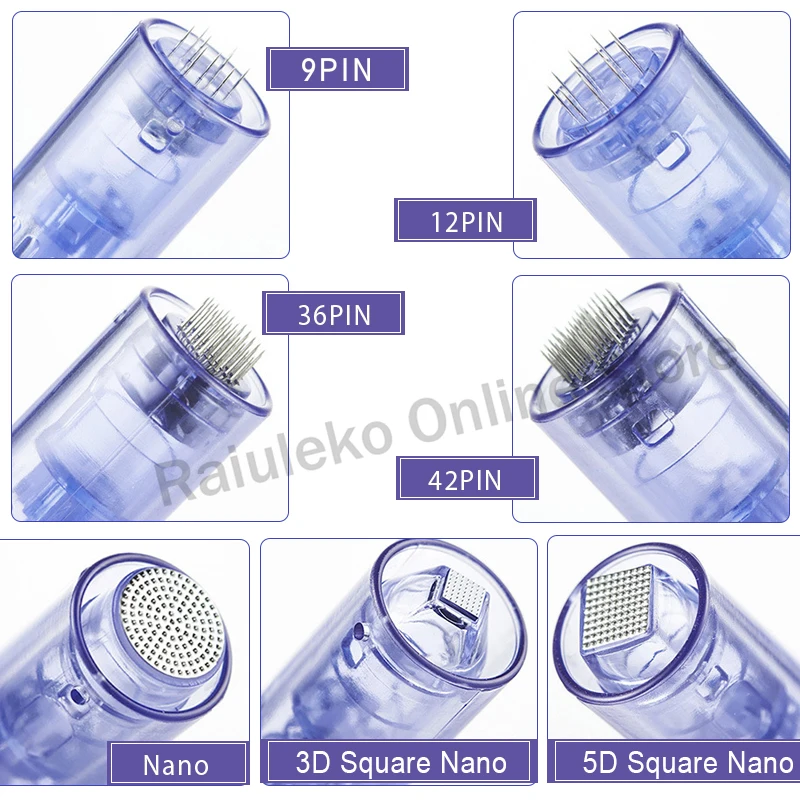 100/50/10 Pcs Screw Port Needle Cartridge Derma Tools 9/12/36/42/Nano/3D/5D Square Nano Micro Needle Replacement Tattoo Tip