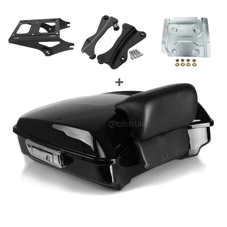 Black Motorcycle Razor Tour Pak Pack Tail Top Box Case set for Harley Touring Street Electra glide Road King CVO 2014-2021