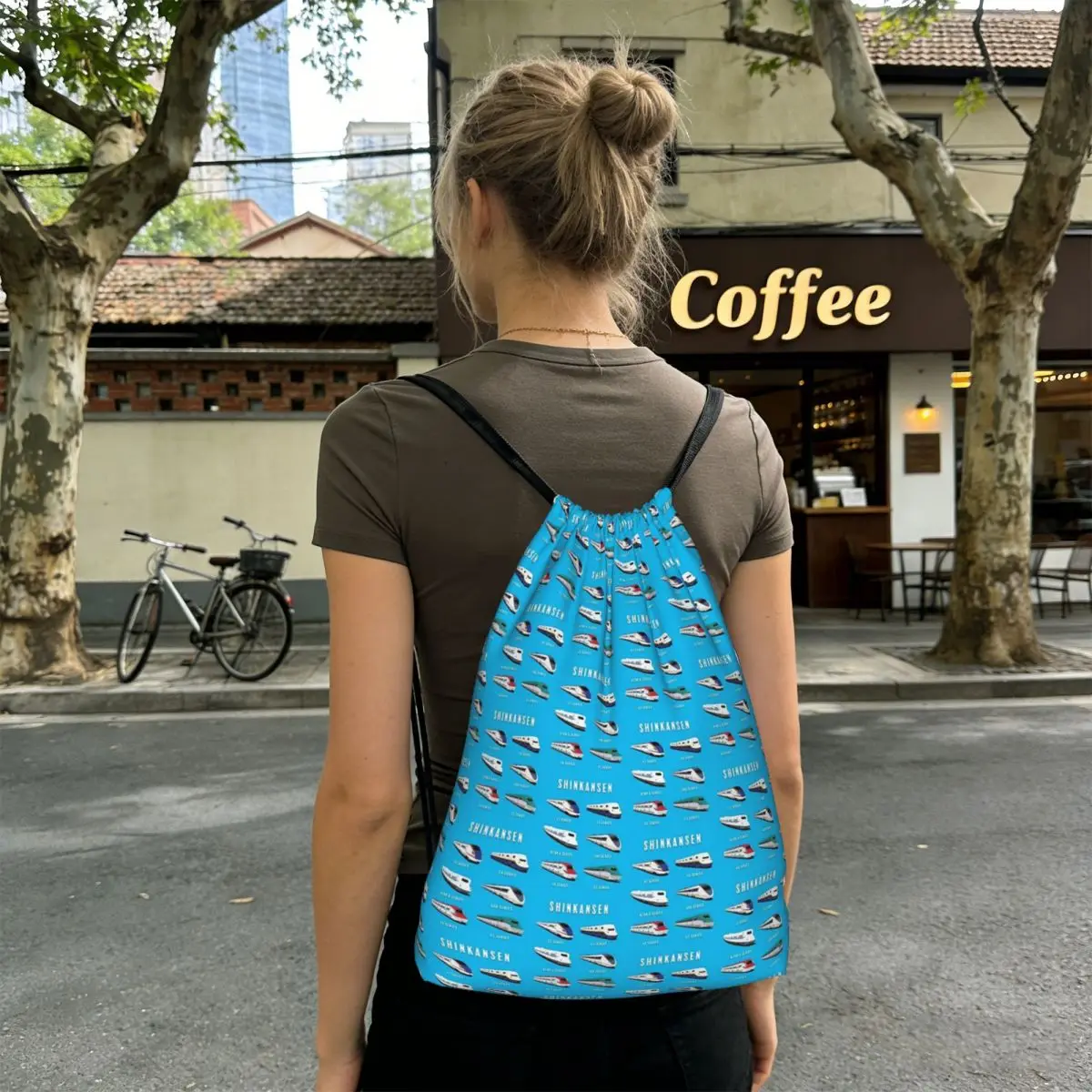 Japanese Shinkansen Bullet Trains Backpacks Fashion Drawstring Bags Sports Bag Book Bags for Man Woman Students
