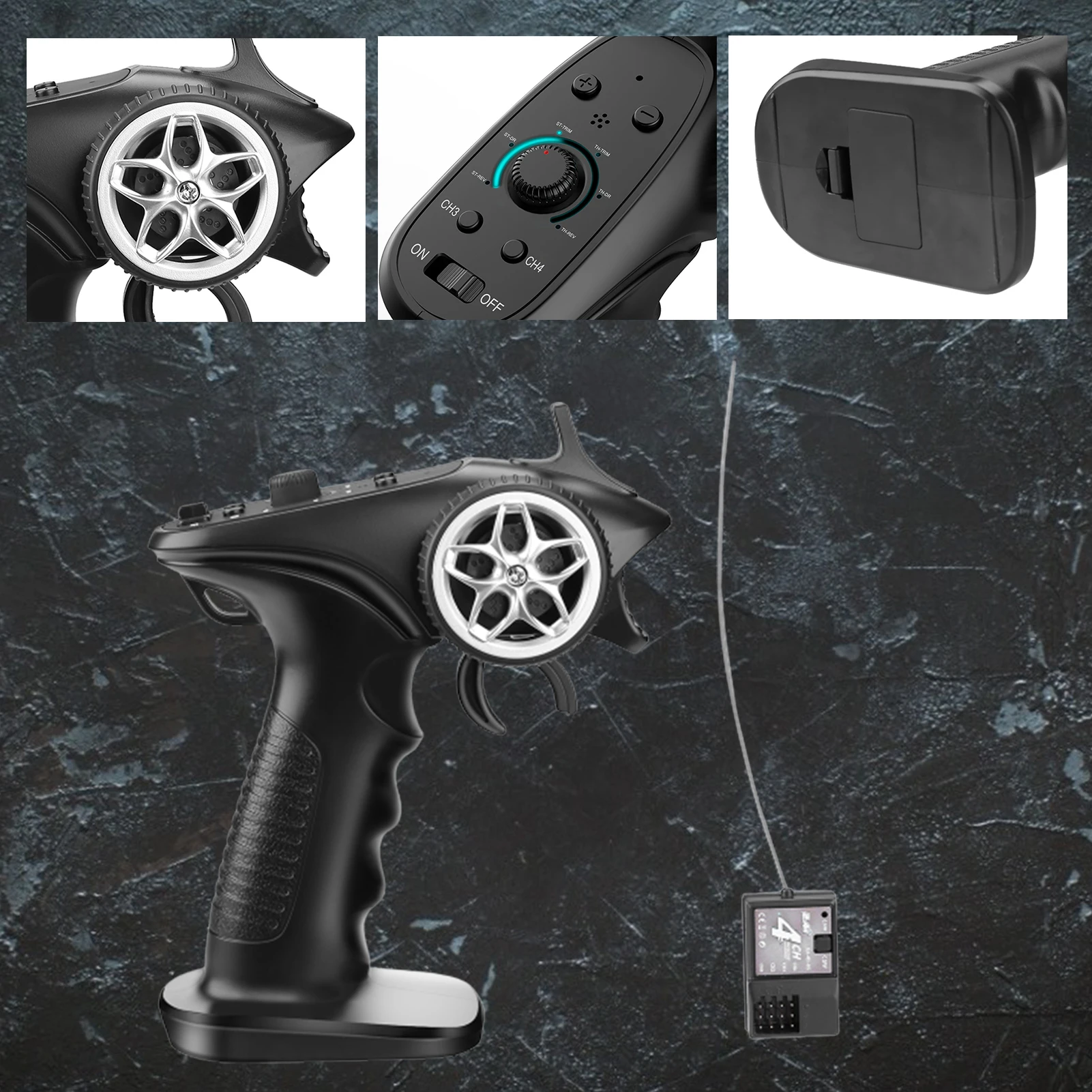 RC 카 보트용 무선 시스템 송신기 컨트롤러, 원격 제어 W 수신기, 빠른 응답 방수, GA4HTX TX4, 24GHz, 4CH