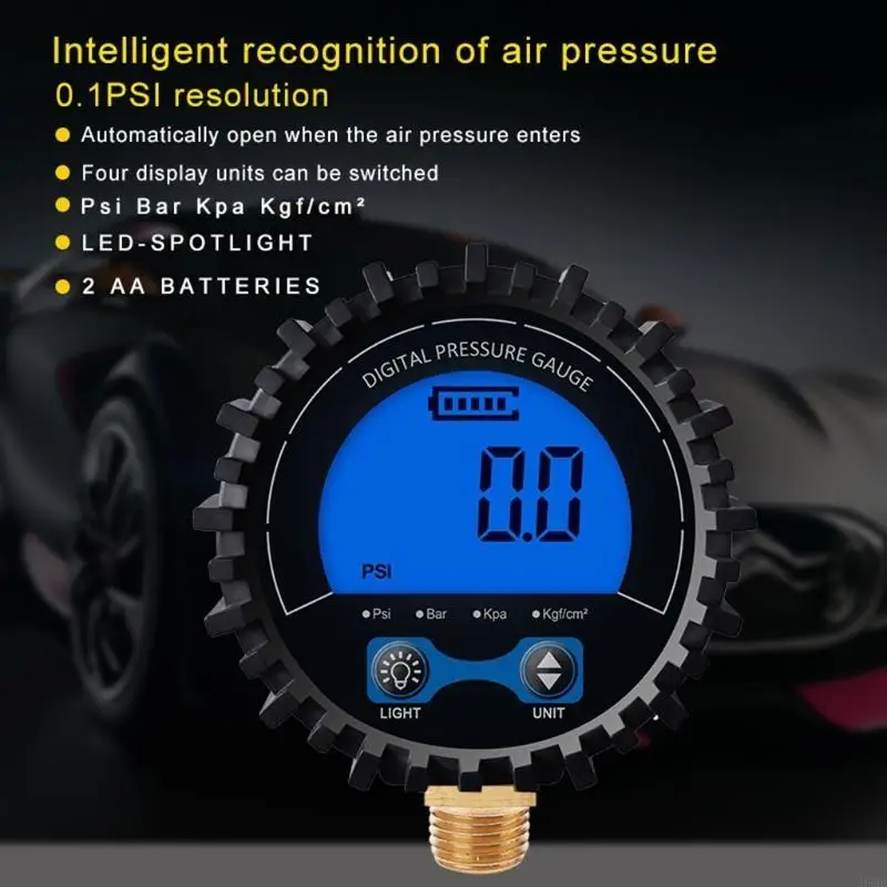 مقياس ضغط الغاز H58b مع دقة ضوء الخلفية الأزرق 1 ٪ رن إلى 200psi الإطارات