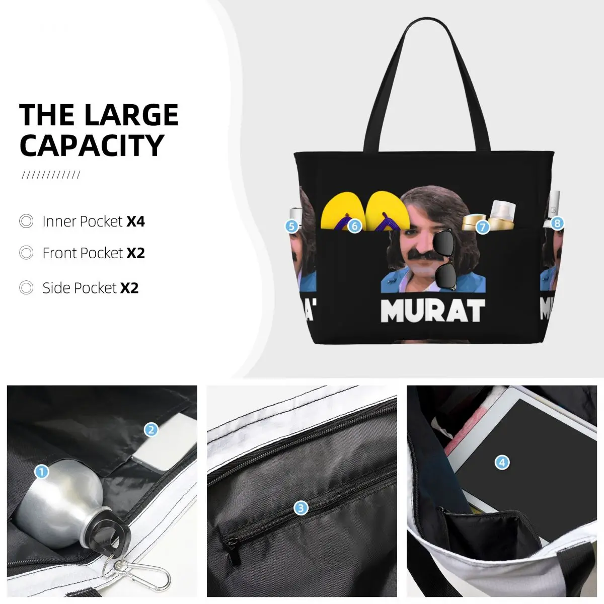 Murat Erdem Erdemin Turkish Winker Beach Tote Bag Sport Gym Yoga Duffle Large Tote Bag Women Travel Bag Fitness bag