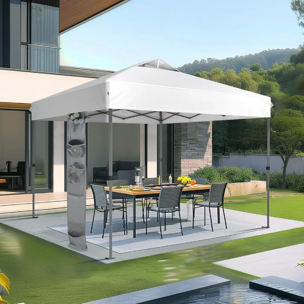 

Canopy Tent Pop Up 10x10 ft, One Person Push Set Up Tent, Outdoor Canopies Shelter Heavy Duty Straight Legs, Customized