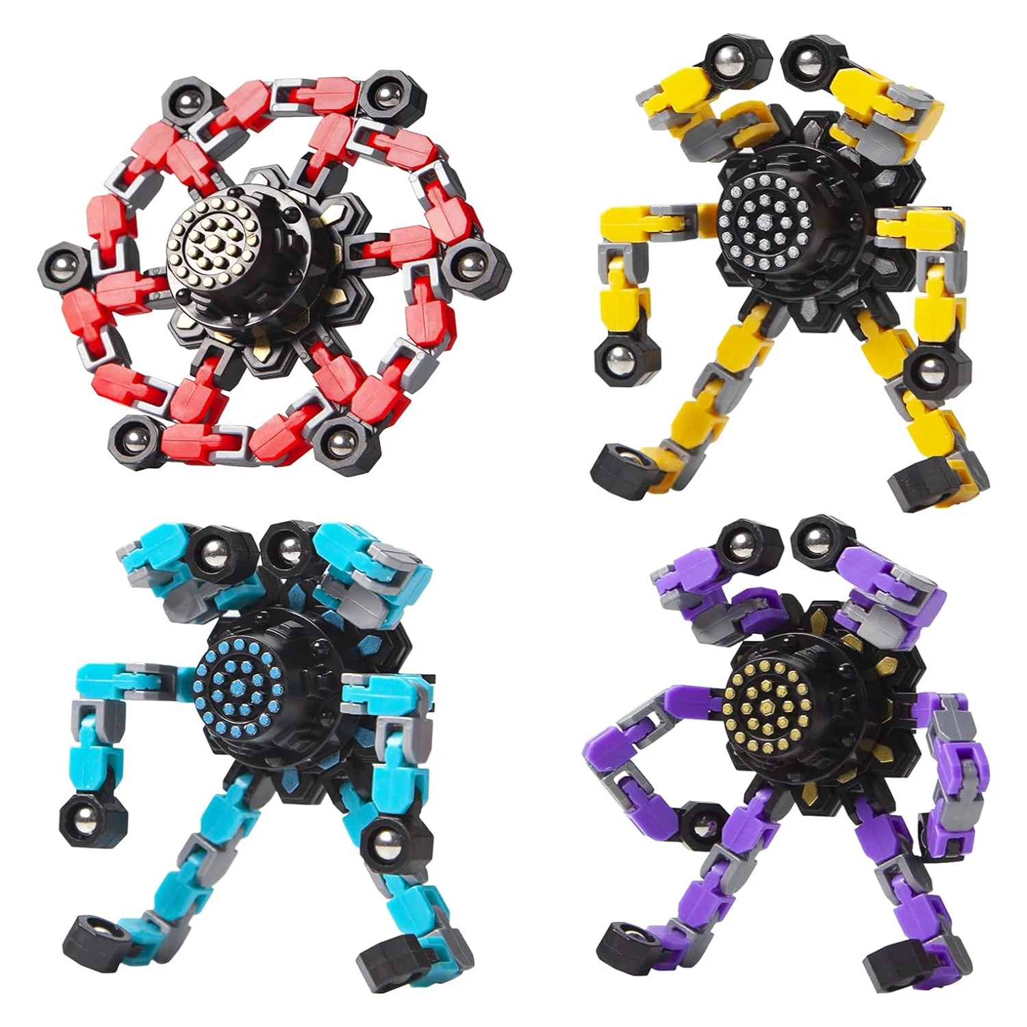 Transformable Fidget Spinners Chain Toys Stress Relief Sensory Toys Fingertip Gyros Spinner Party Favors for Kids Adults