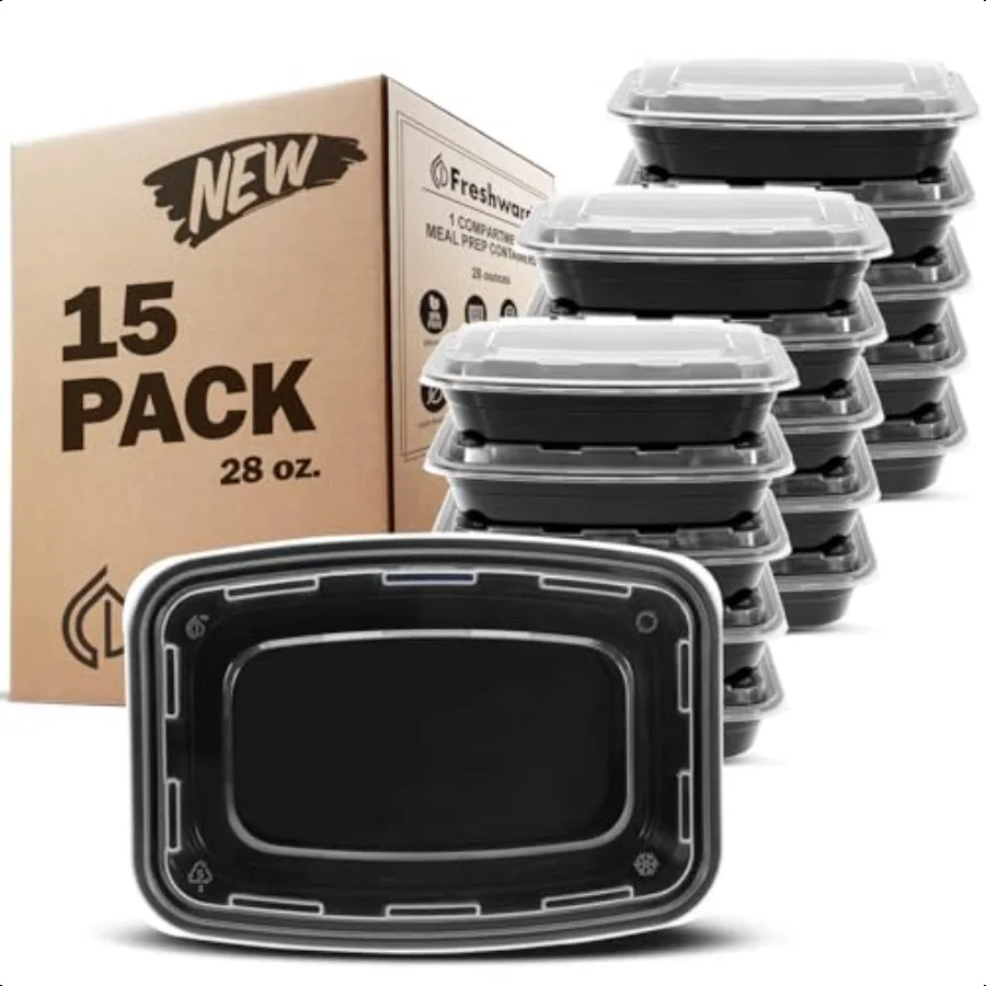 

Meal Prep Containers 15 Count Pack of 1 Compartment Food Storage Containers with Lids Bento Box BPA Free Stackable Microwave Di