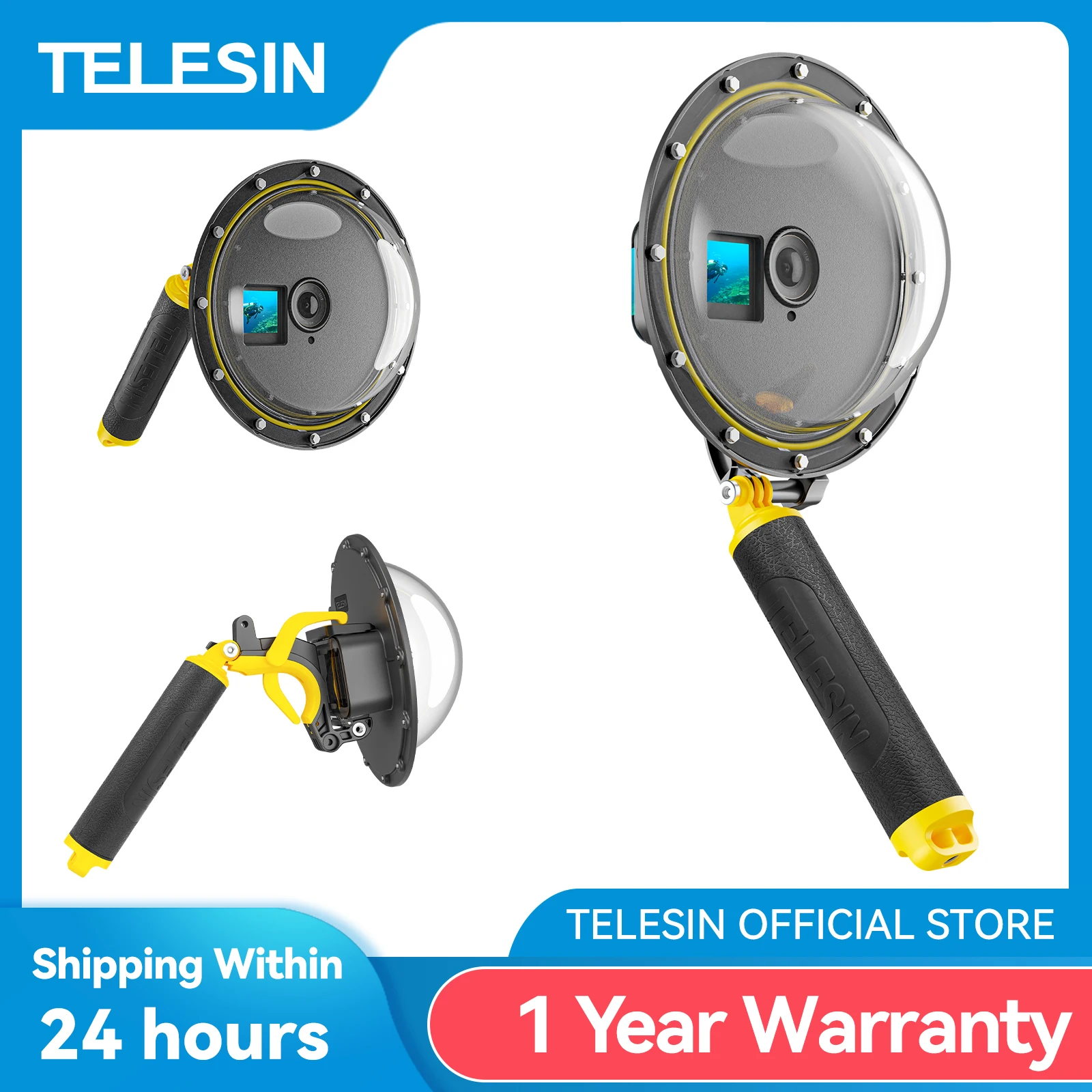 TELESIN Dome Port 30M Waterproof Case Diving Housing For DJI OSMO Action 3 4 Trigger Dome Cover Lens Action Camera Accessories