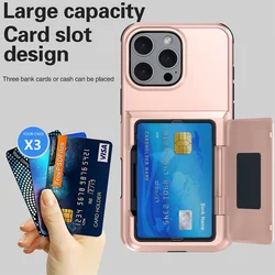 Shockproof Silicone Wallet Card Slot Flip Phone Case For iPhone 15 14 16 13 12 11 Pro Max Bracket Protective Case For iPhone 17