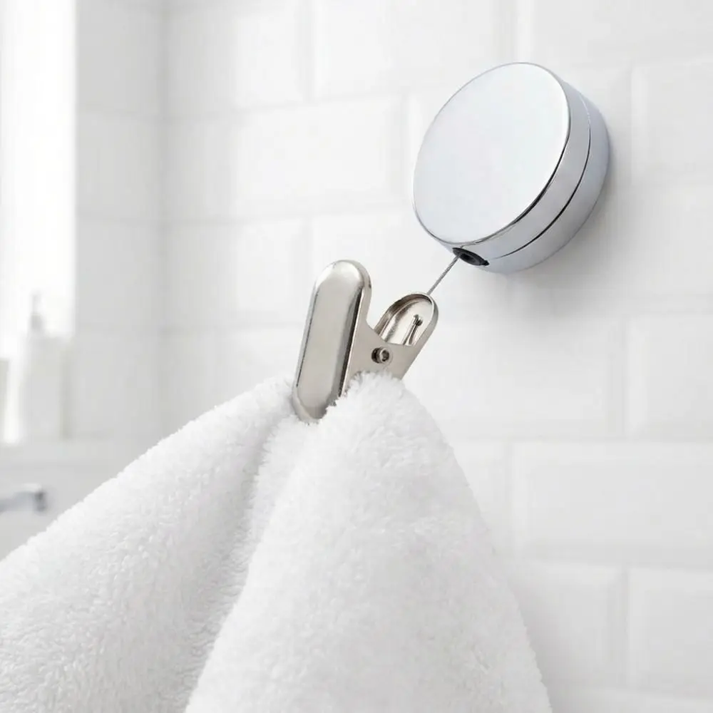 Retractable Suction Cup Towel Clip Punch-Free Bathroom Wall Mount Towel Holder Multifunctional Bathroom Towel Storage Clip