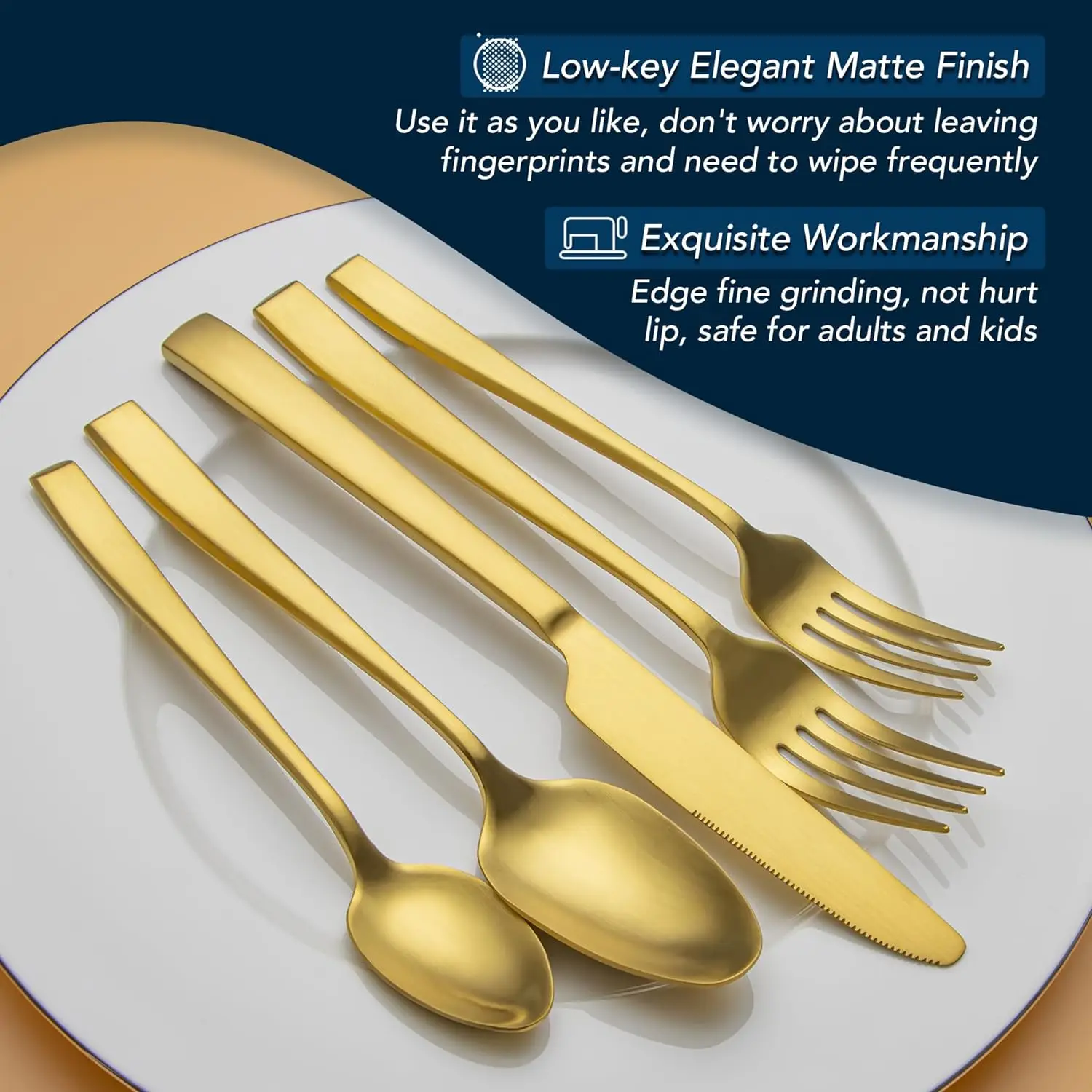 30Pcs Suad Fashion Matte Gold Cutlery Set 18/10 Stainless Steel Creativity Gift Flatware Service For 6 Drop Shipping