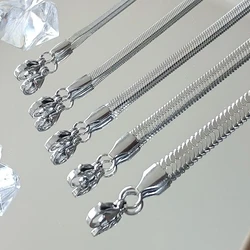 Wholesale Titanium Steel Neck Chain Stainless Steel Flat Female Plain Chain Necklace Accessories