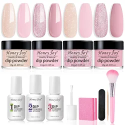 Dip Nails Powder Kit Acrylic Dipping Powder Set with Base Top Coat Activator for French Nail Art Manicure Salon DIY Gift No UV