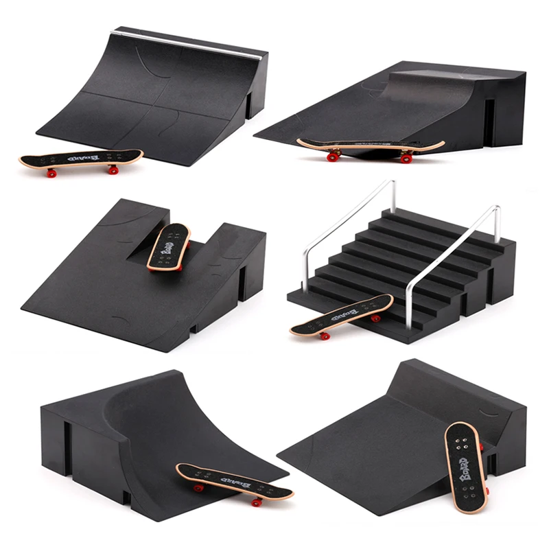 Mini Training Skating Board with Ramp Track Interesting Mini Skateboard Toys Finger Skateboards Toy Set