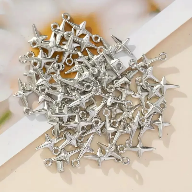 100pcs 16x8mm Charms Shining Stars Charms For Jewelry Making DIY Jewelry Findings Antique Silver Color CCB Charms
