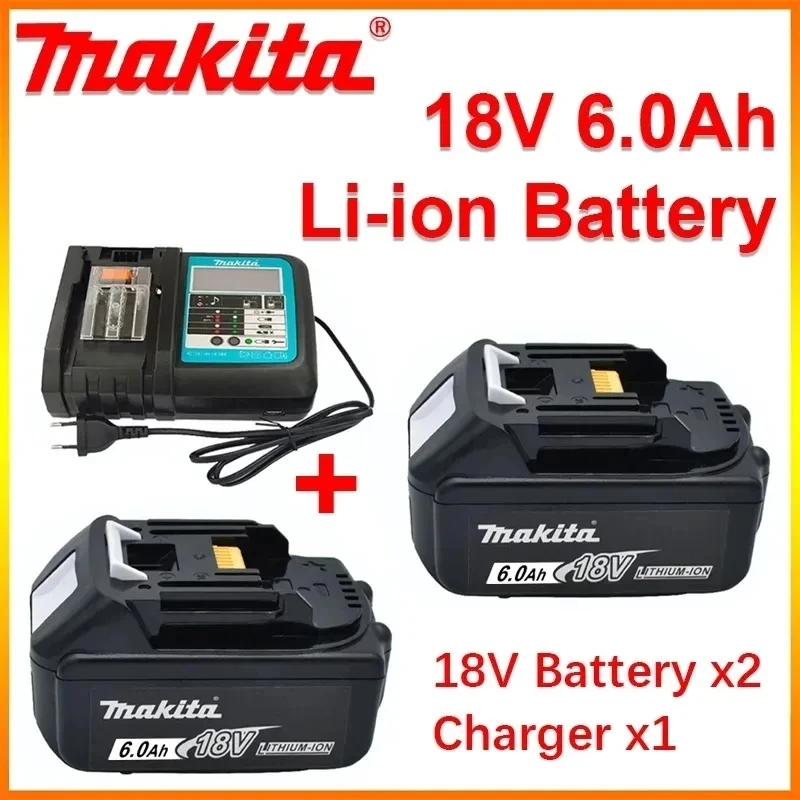 

Аккумулятор Makita 18 в, 6000 мАч, аккумуляторная батарея для электроинструментов с зеркальной заменой li-ion, зарядное устройство LXT BL1860B BL1860 BL1850 + 3A