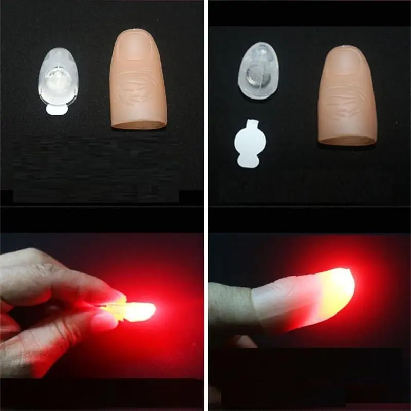 Magic Light Up Led Finger Thumbs for LED Tricks Thumb Props Halloween Christmas Festival Party Novelty Funny Toys