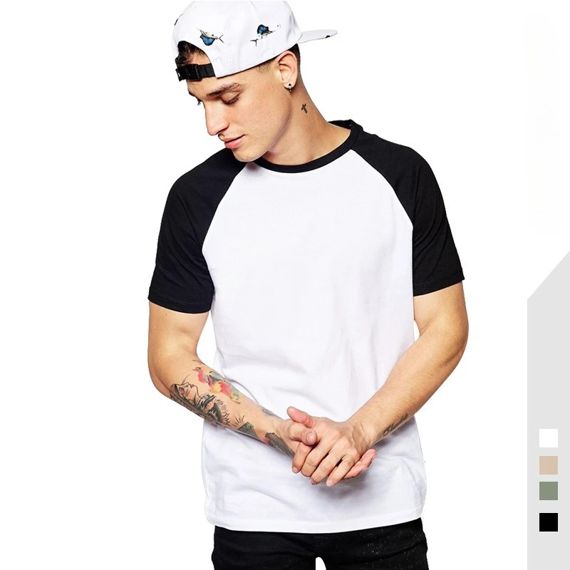 

2025 Contrasting Splicing Shoulder Sling Men T Shirt Short Sleeve Men's T-Shirt Casual Cotton Tops Tees