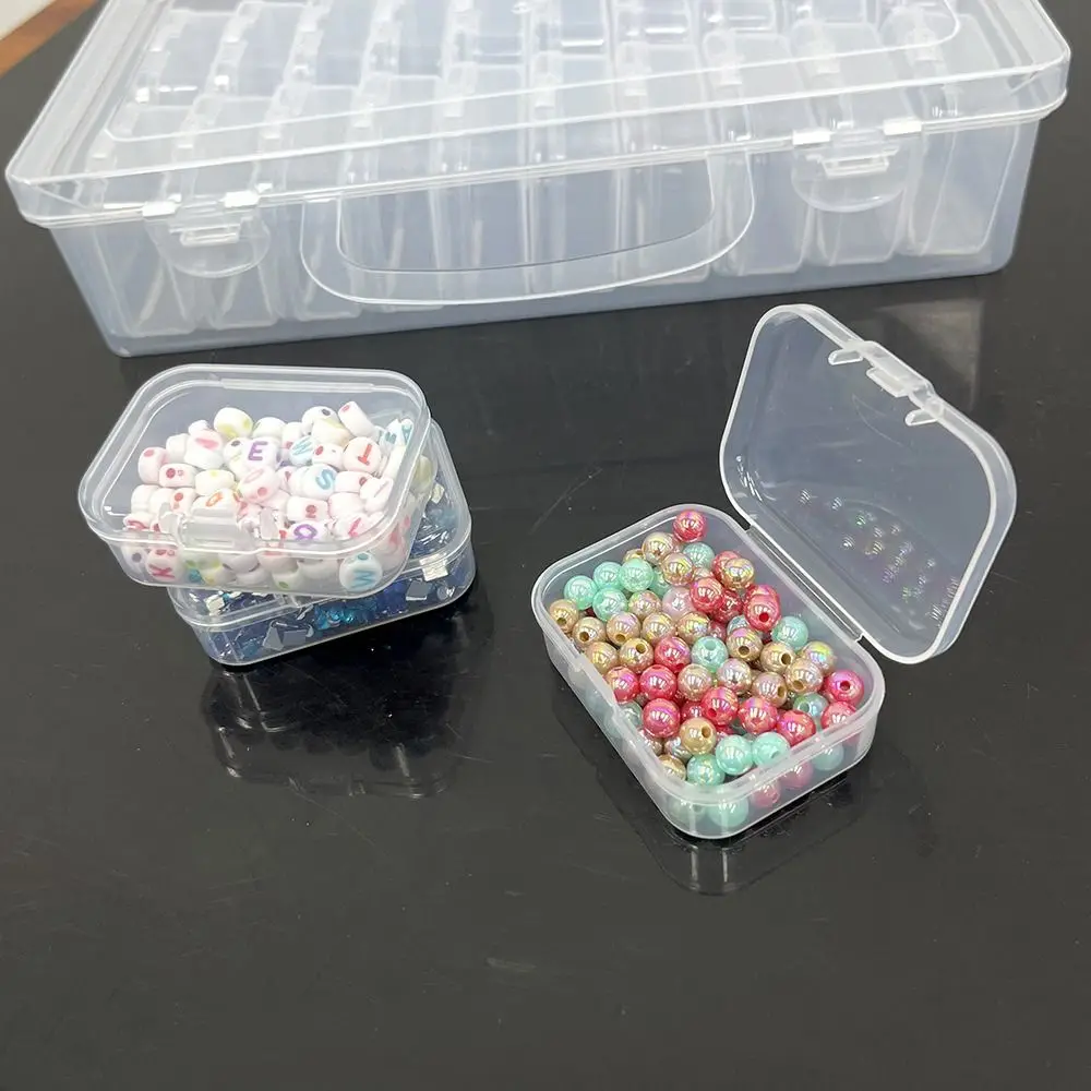 New Compartment Jewelry Storage Box Household Nail Art Organizer Beads Container 20 Slots Transparent Square Plastic Box