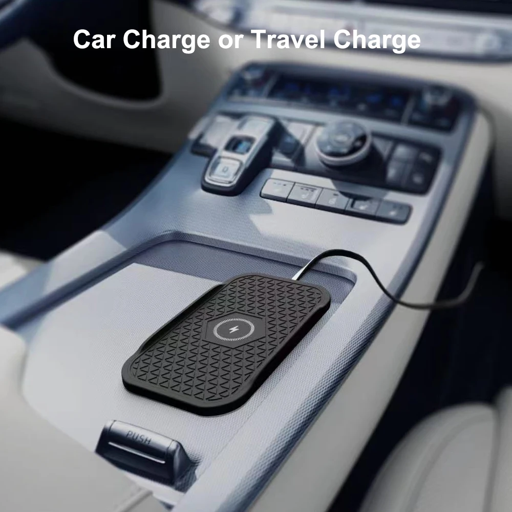 Bonola Silicone Car Wireless Charger Non-Slip Pad for iPhone 18Pro/17/16/15/14/13 Induction Fast Wireless Charging for Samsung