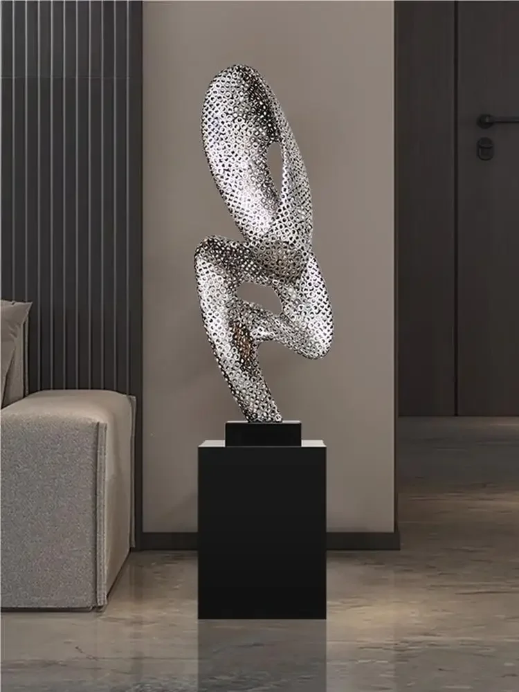 Hotel lobby stainless steel decoration home decoration high-end abstract decoration sales department sculpture works of art