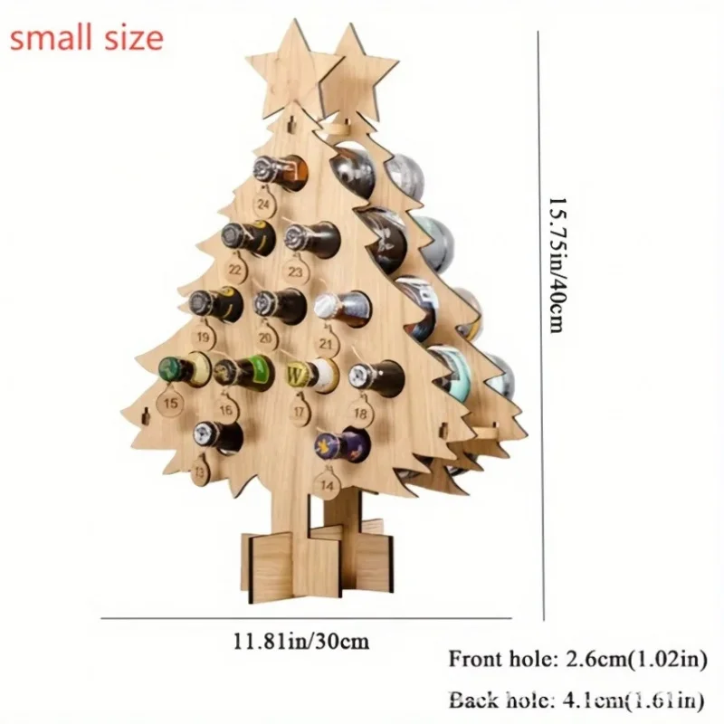 12 Bottle Christmas Wooden Wine Rack, Portable Decorative Wine Bottle Holder, Whiskey Advent Calendar For Holiday Decor