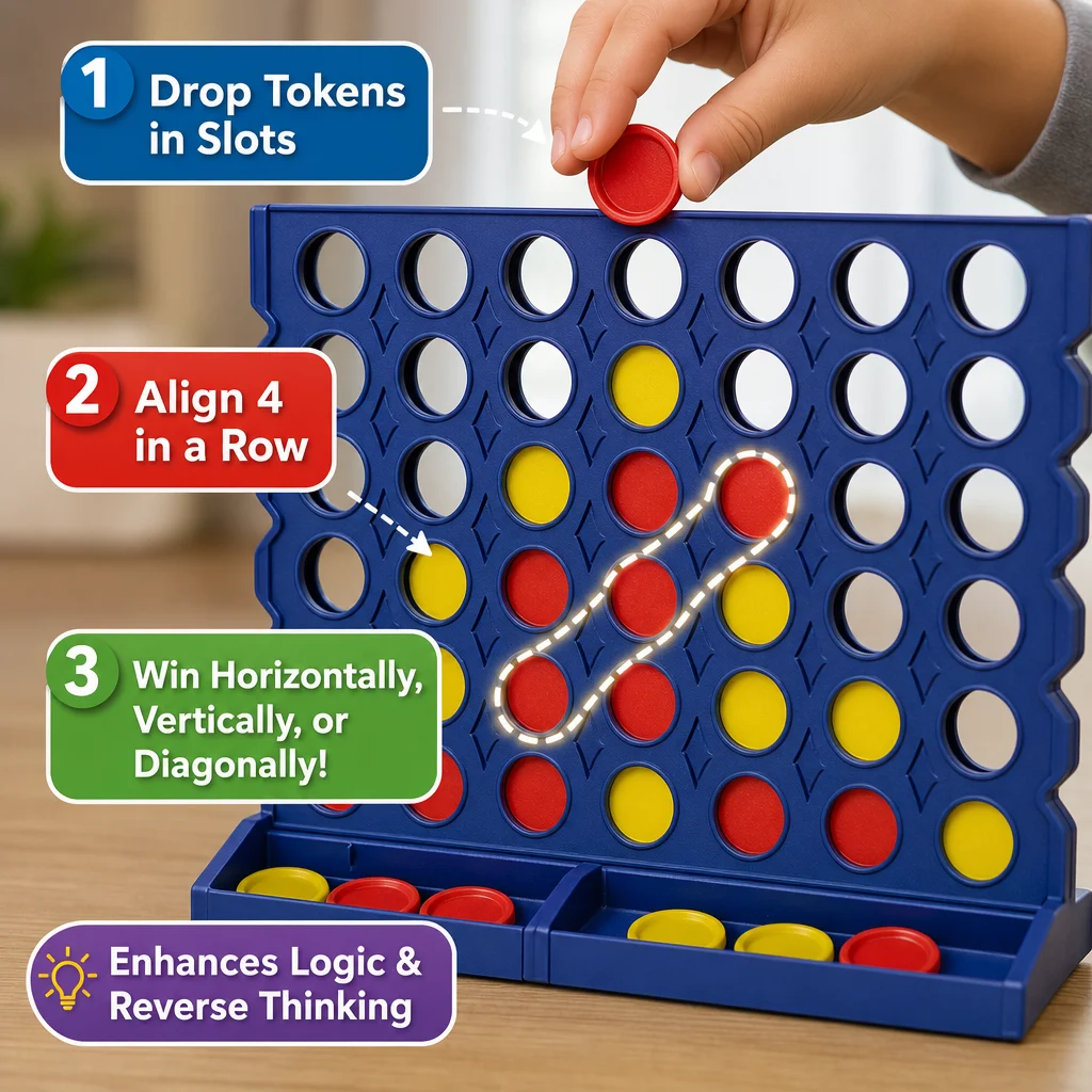 Juego Clásico Connect 4, Cuatr - Board Game For 3 Players reseña y precio