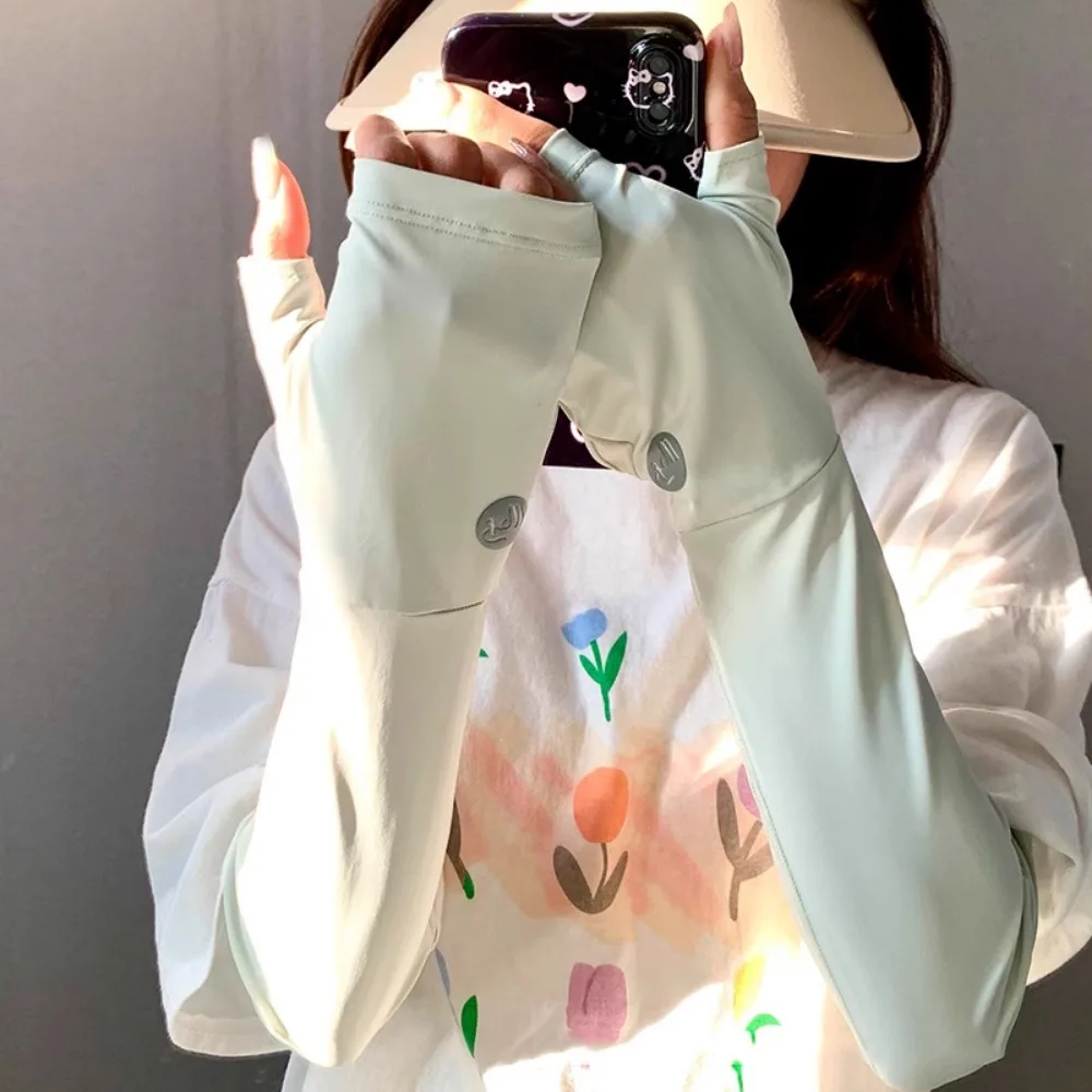 

Cute Elastic Long Ice Silk Sleeves Ice Sleeves Anti-UV Sunscreen Arm Covers UV Insulation Thin Cycling Gloves Driving