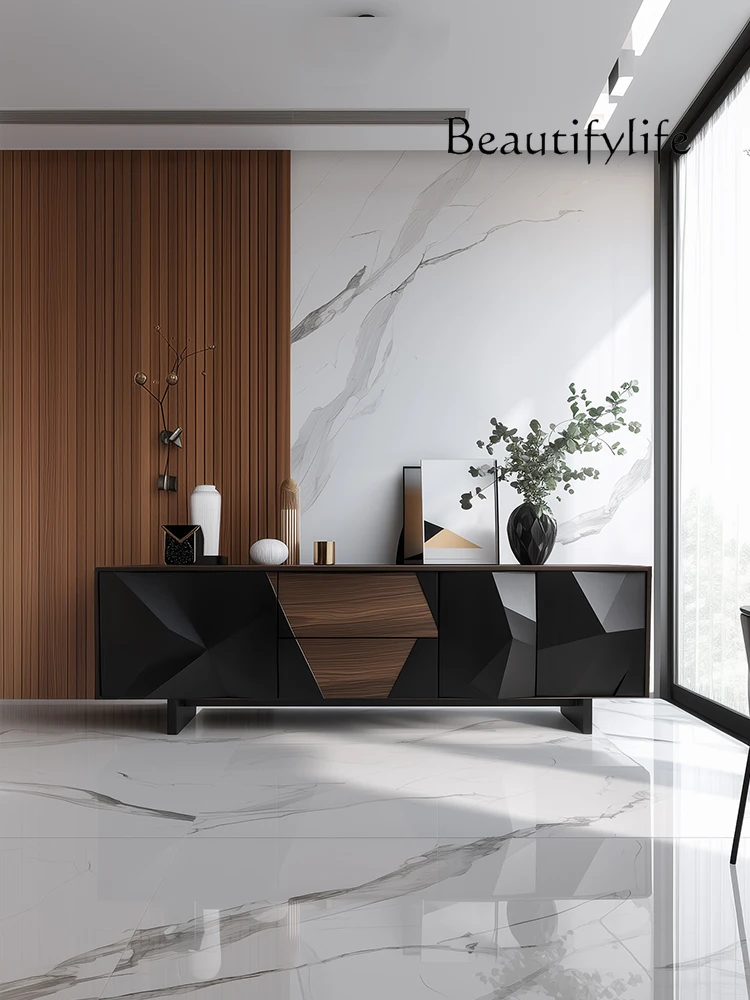 

Italian light luxury solid wood TV cabinet high-end minimalist household living room floor storage floor cabinet