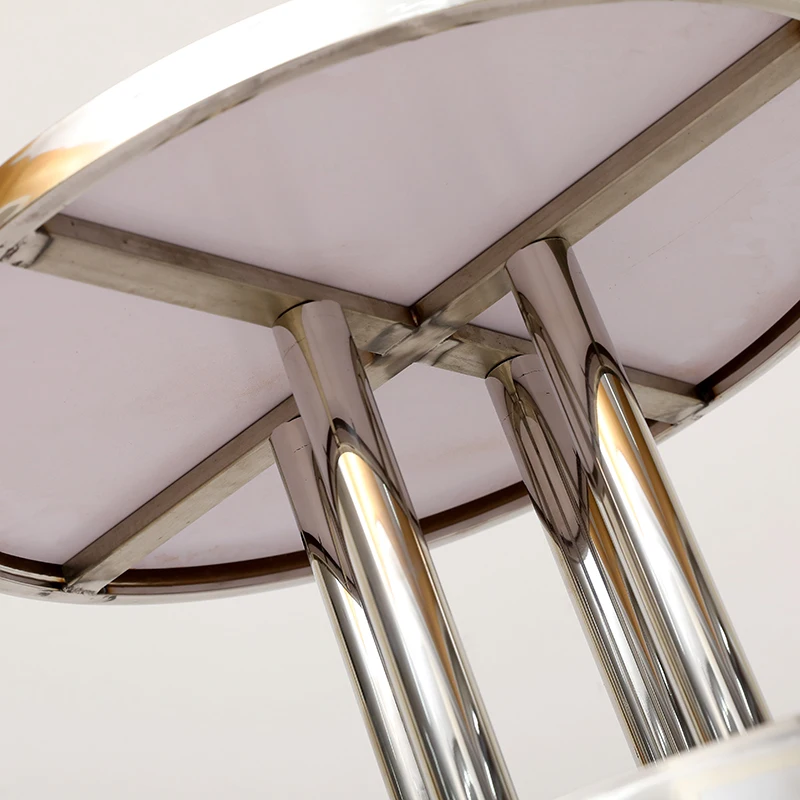 high-grade stainless steel with round wood shelf display rack stand