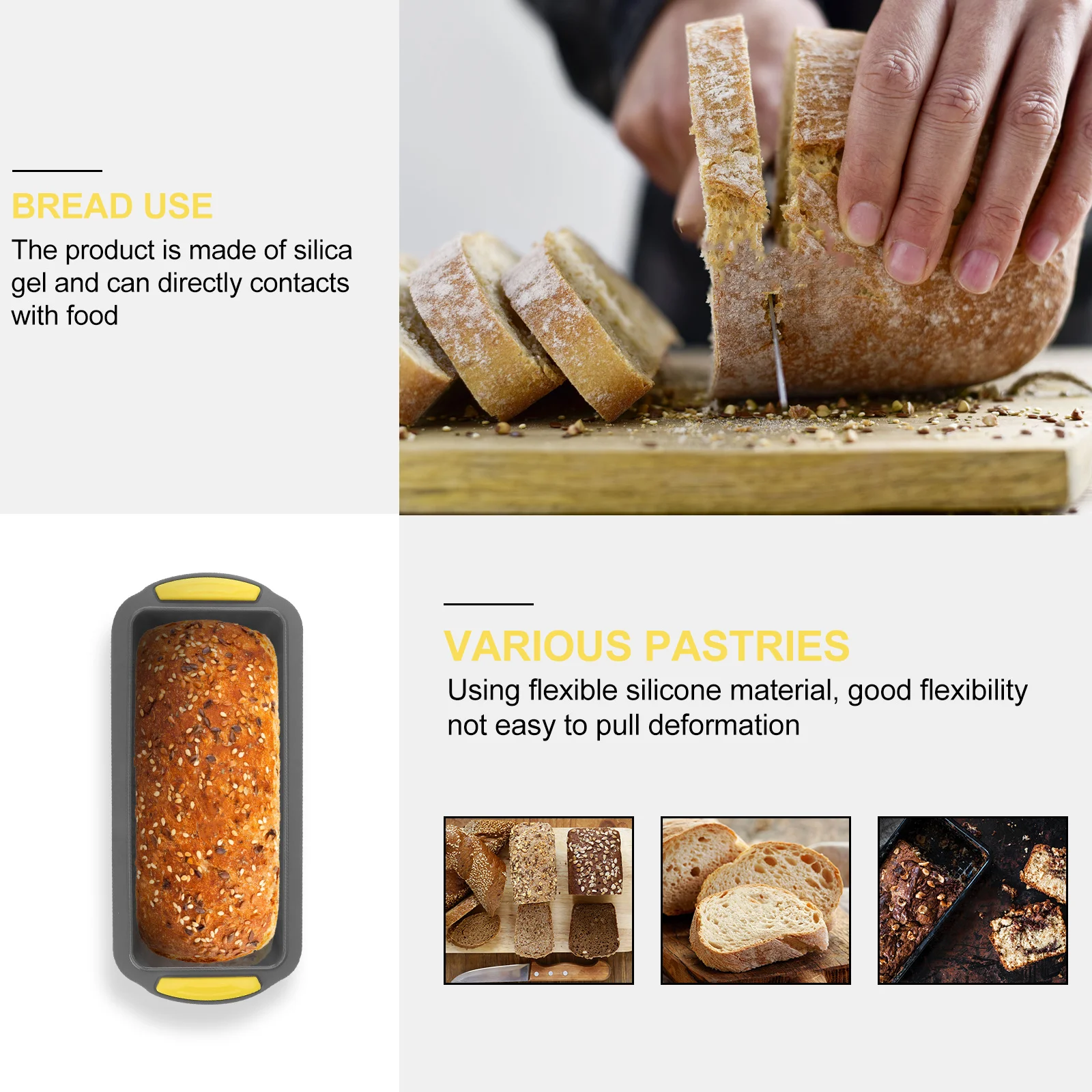 

DIY Silicone Bread Loaf Pan Non-Stick Baking Mold Kitchen Tool French Bread Cake Baking Tray Easy Release Loaf Pan Mold