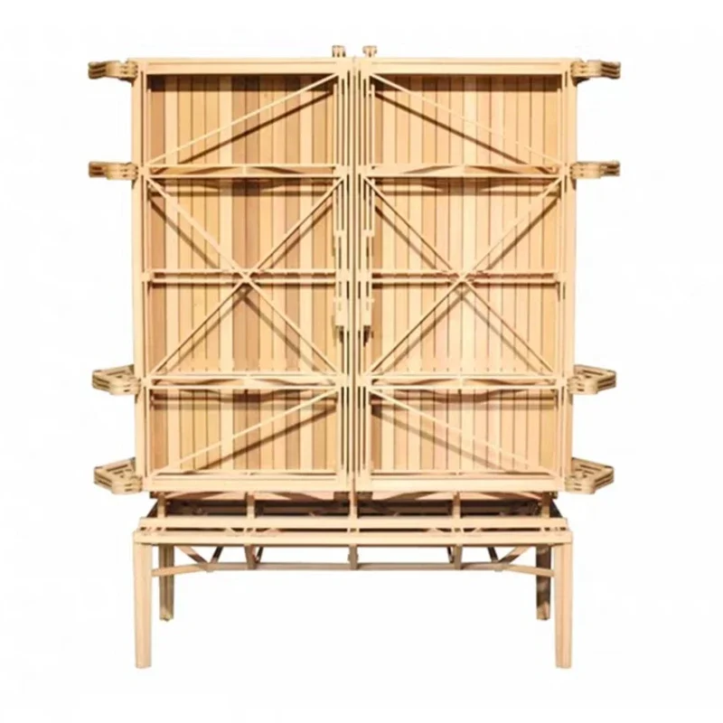 High-end solid wood mechanical wine cabinet Home villa mansion art decorative cabinet Designer tenon and mortise storage cabinet