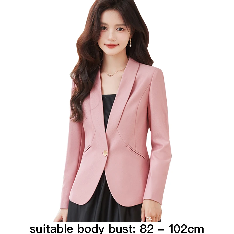 Hoge Kwaliteit Blazer Voor Dames Jas Single Breasted Nieuwe Lente 2024 Elegante Mode Kleding-Zwart Beige Roze