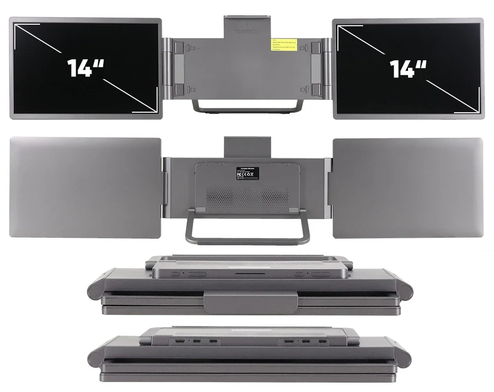Laptop Screen Extender 14" IPS FHD 1080P Triple Portable Monitor for Laptops 13-17" Type-C Interface Windows/Mac view 3