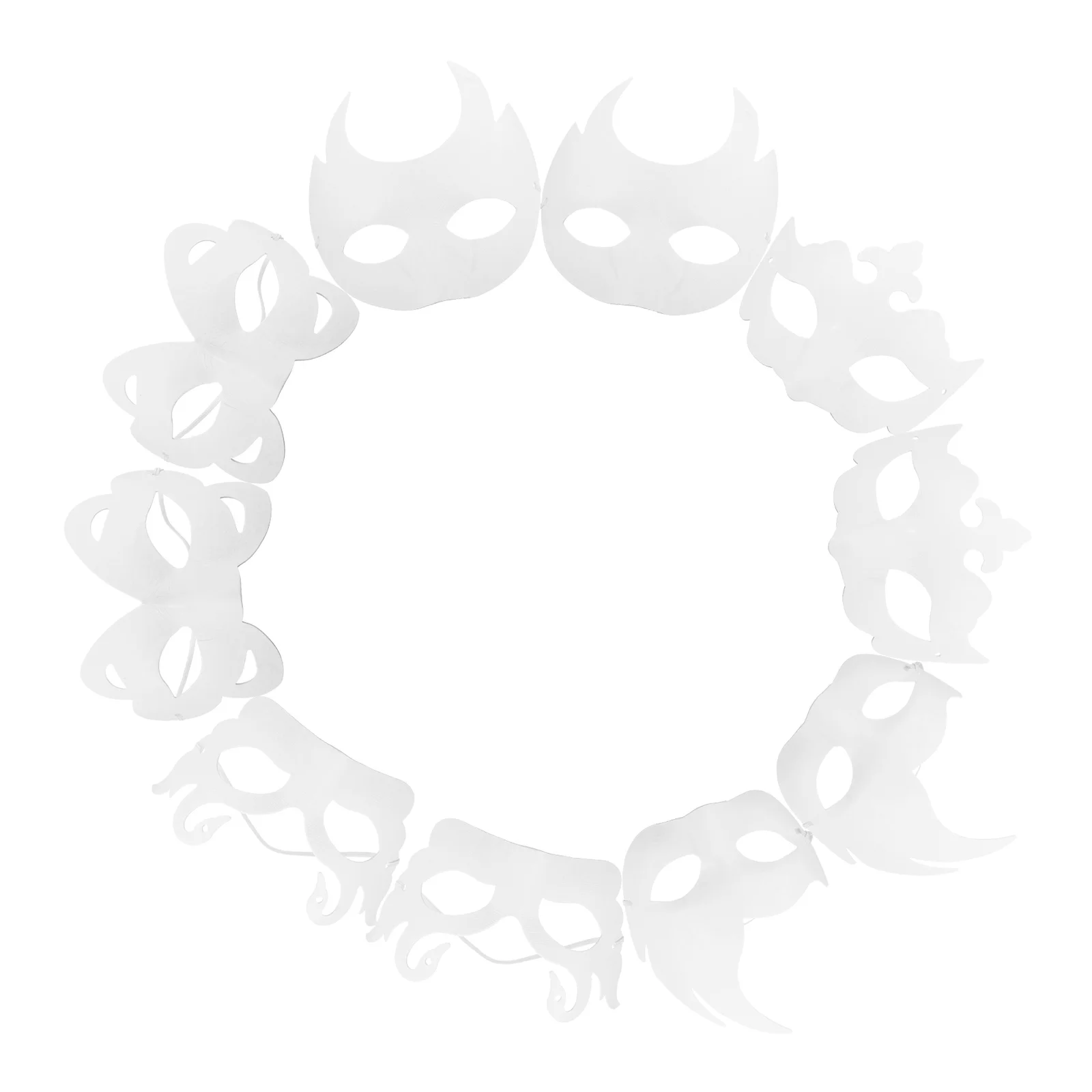 

10pcs Diy Blank Pulp Mask White Halloween Party Face Masquerade Masks For Adults Unpainted Paper Craft Cosplay Costume Decorate