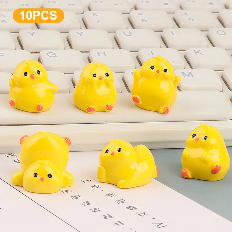 10Pcs Cute Cartoon Mini Chicken DIY Home Decoration Kawaii Miniatures Figurines Small Ornament Accessories Crafts Kids Gifts