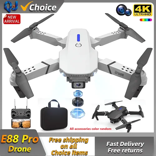 Dron profesional 2024 E88Pro RC 4K con cámara HD gran angular de 1080P, helicóptero plegable, WIFI, FPV, altura, juguete de regalo