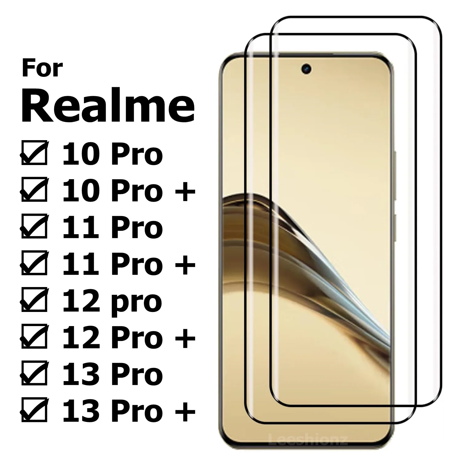 

1/4Pcs Curved Glass For Realme 10 11 12 13 Pro 13 12 11 10 Pro+ Screen Protector Glass