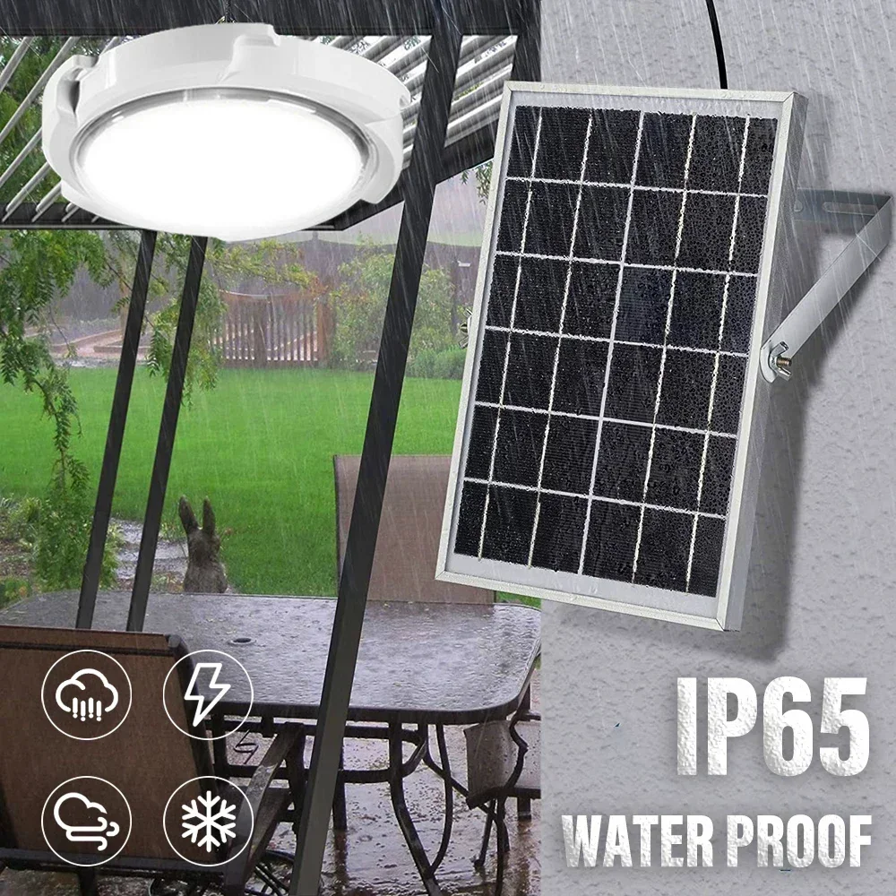 Solar impermeável LED Ceiling Light, Escurecimento Remoto, Sensor de Movimento, Adequado para Exterior, Interior, Iluminação Varanda