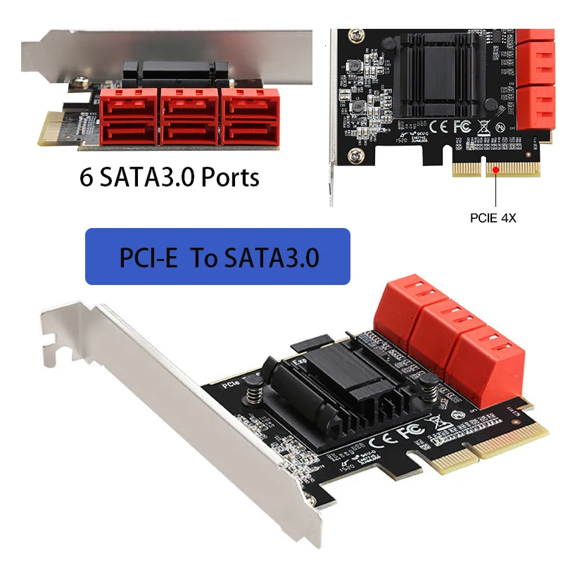 

Удлинитель карты расширения SATA 3.0 к PCIe Конвертер PCIe PCI-E к SATA3.0 Карта 6 Гбит/с PCI-E Riser Card Игровой контроллер карты PCIE