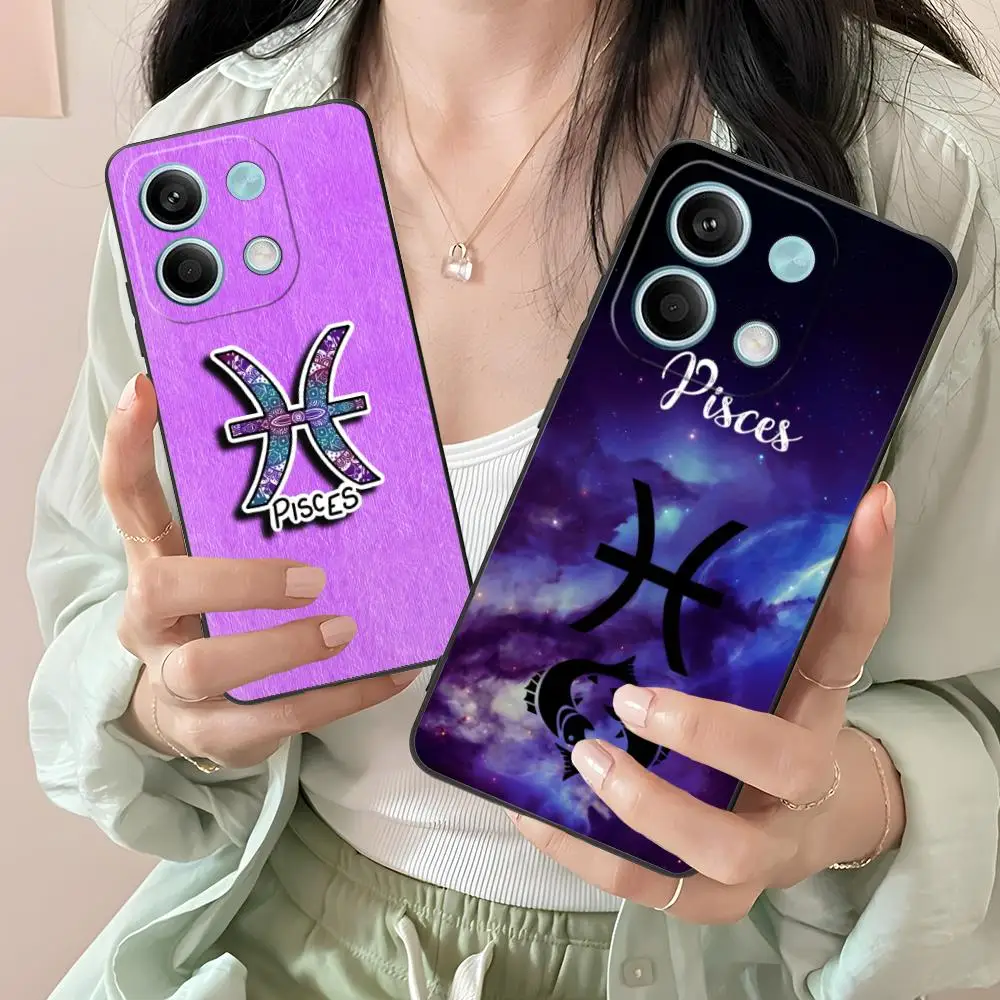 

Zodiac Sign Pisces Mobile Phone Case for Xiaomi Redmi Note 14 13 12 11 S Pro Plus 4G 5G Colorful Printing Cover Luxury Cover