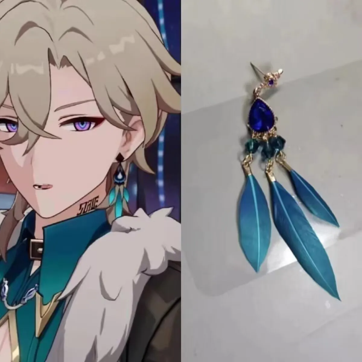 Серьги Genshin Impact, Traveler ~ Wanderer's Lingering Flower Series, клипсы и стиль ногтей, серьги из сплава для косплея
