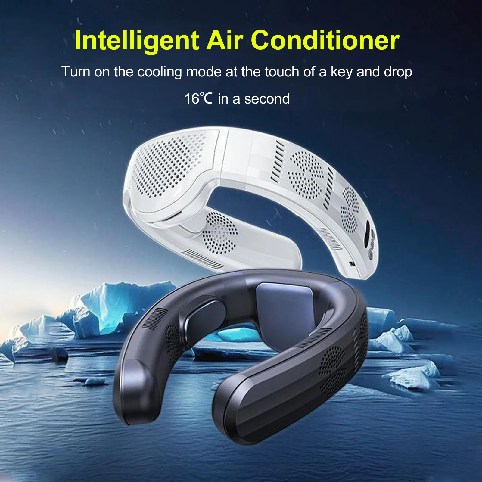 

Portable Neck Fan Battery Operated 3 Speeds Cooling and Heating Dual Use Neck Fan Semiconductor Lightweight Quiet for Camping