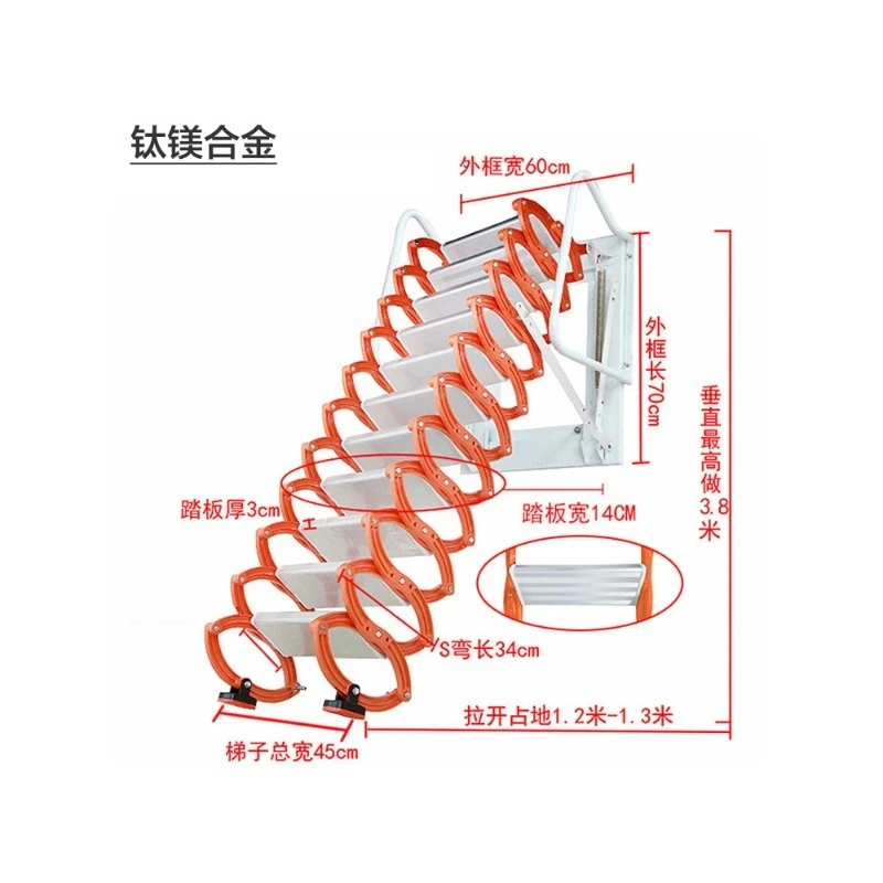 Stairs Electric Attic Ladder Aluminium Folding Loft Ceiling Ladder Aluminum Alloy Modern