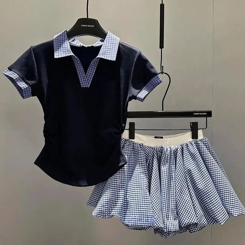 

Элегантные комплекты из 2 предметов в японском консервативном стиле Y2k для женщин JK клетчатый дизайн мини-юбка костюмы женские шикарные корейские популярные летние одежды