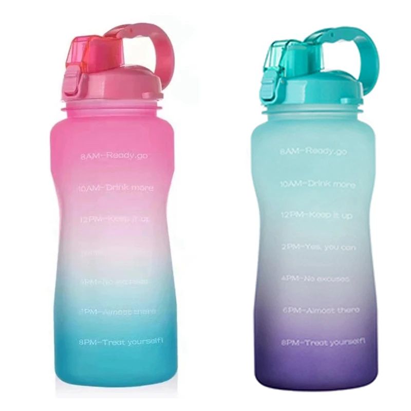 

2 Pcs Handle, Large-Capacity Bounce Cover With Straw, Outdoor Sports Bottle, 2000 Ml & 3800ML B