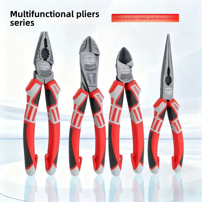 4 pcs Multi functional steel wire/pointed/angled pliers, made of chrome vanadium steel,specifically designed for electricians
