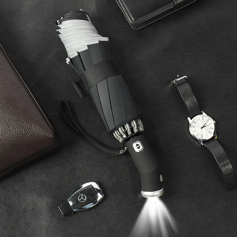 

Fully Automatic Sun Protection Umbrella Folding Waterproof Umbrella With LED Flashlight UV Sunshade Rainproof Wind Resistance