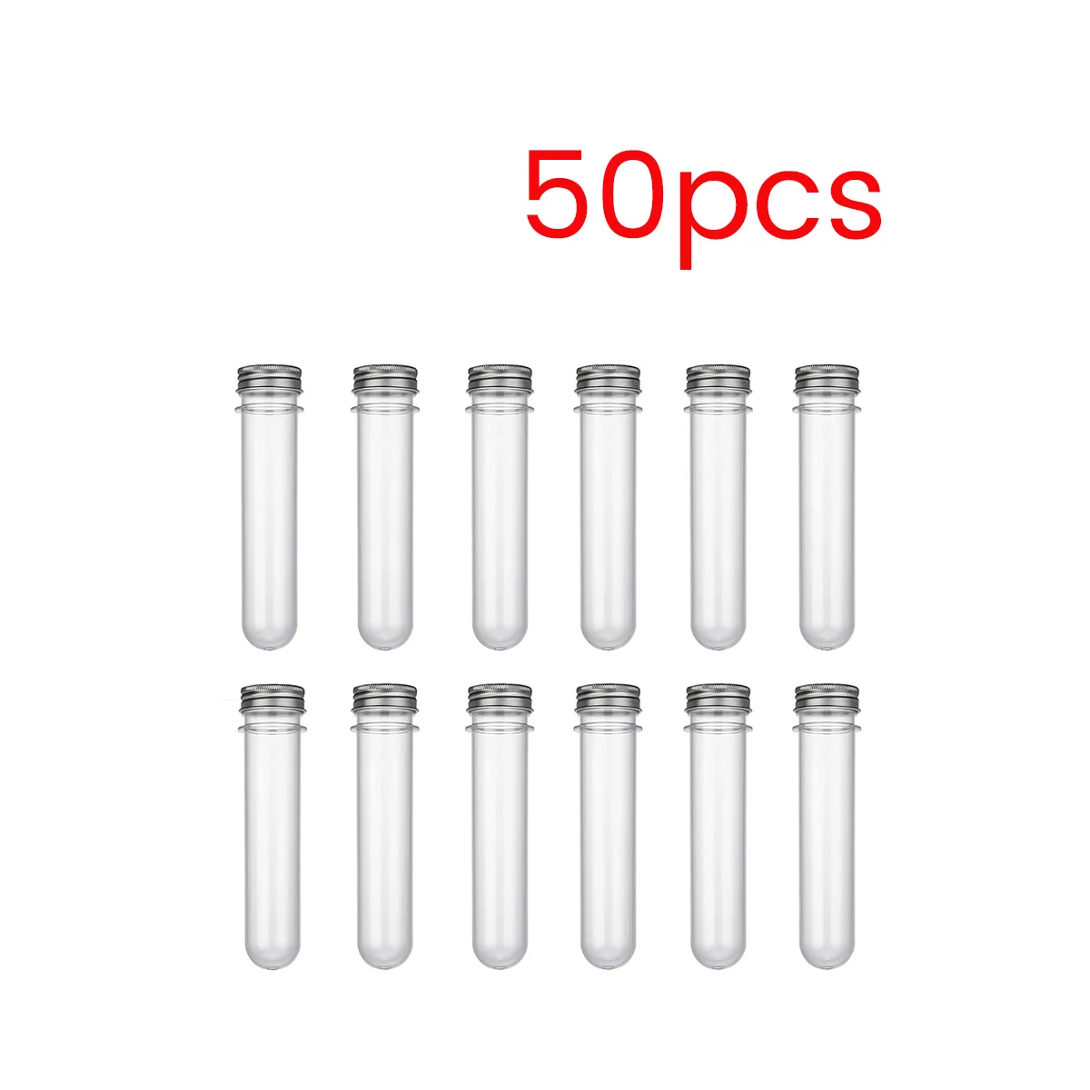 50 Pcs 45Ml Clear Plastic Test Tubes, Tube for Sample, for Scientific Experiments Party Decorate the House Candy Storage