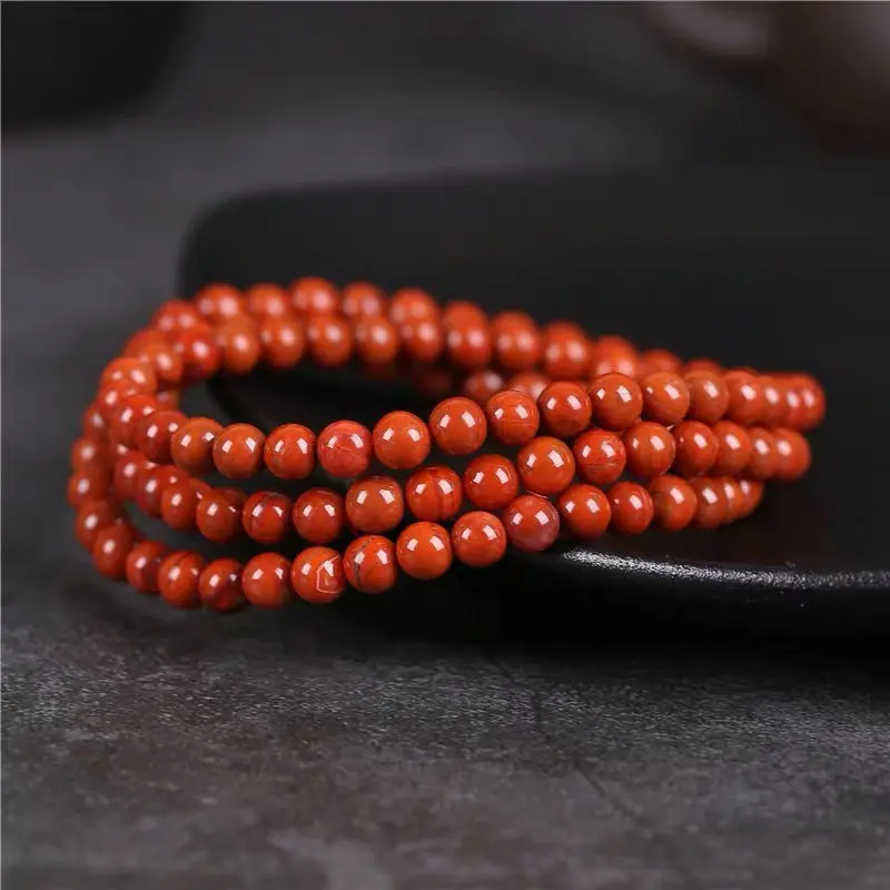 Natural Red Agate 108 Bead Mala Bracelet Men Women Healing Gemstone Fine Jewelry Southern Red Agate Three Circle Bracelet Bangle